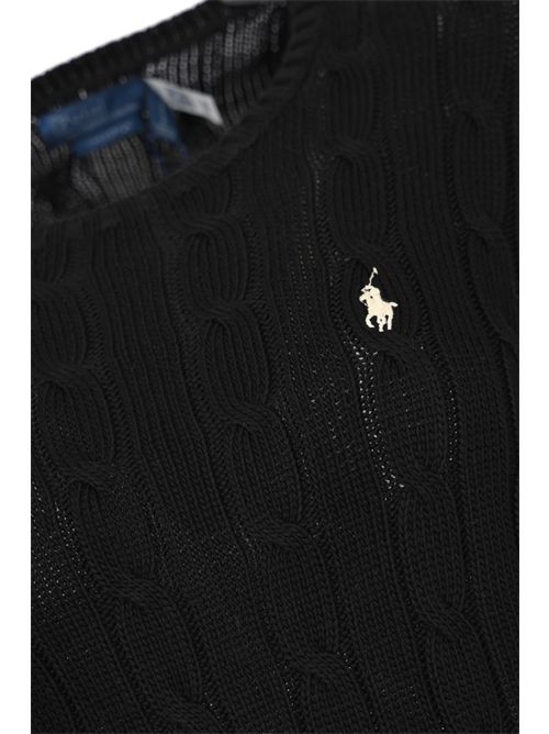 Maglia a trecce in cotone con logo Black POLO RALPH LAUREN | 211971869006